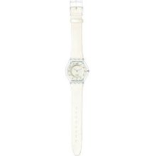 Swatch Women's Skin SFK199 White Plastic Quartz Watch with Silver Dial