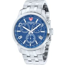 Swiss Eagle Major Men's Quartz Watch With Blue Dial Chronograph Display And Blue Stainless Steel Strap Se 9036 33