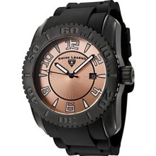 Swiss Legend Men's Commander Rose Dial Black Silicone