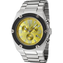 Swiss Legend Men's Throttle Chronograph Yellow Dial Black Ip Bezel Sta