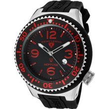 SWISS LEGEND Watches Men's Neptune Black Dial Black/Red Accent Bezel B