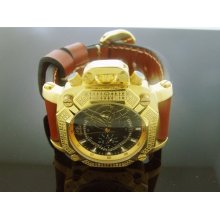 Techno Master 0.25CT Diamond Square Yellow Gold Tone Watch