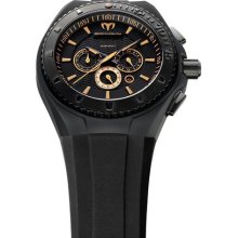 TechnoMarine Cruise Quartz Black Band Black/Orange Dial Men's Wat ...