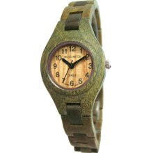 Tense Wood Womens Sandalwood Wood Watch - Green Bracelet - Light Dial - L7509G