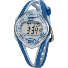 Timex Ironman Sleek 50-Lap Mid Size Watch Light Blue Flower #T5K509