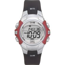 Timex Midsize Digital Watch with Black Resin Strap and Red Accented Case