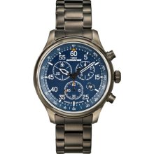 Timex Sport & Outdoor Men's Quartz Watch With Blue Dial Chronograph Display And Grey Stainless Steel Bracelet T49939su