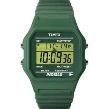 Timex T80 Green Resin Strap Watch, Chronograph, Alarm, Indiglo, T2n215