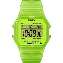 Timex Trend Unisex Digital Watch With Lcd Dial Digital Display And Green Resin Strap T2n806pf