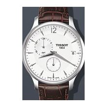 Tissot Tradition GMT 42mm Watch - Silver Dial, Brown Calf Leather T0636391603700 Sale Authentic