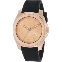 Tommy Hilfiger Women Black Silicon Band Rose Gold Dial Watch 1781149