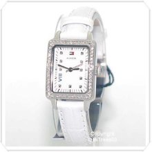 Tommy Hilfiger Womens Classic Crystal White Leatehr Watch 1781110