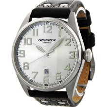 Torgoen T28 Series Silver Dial Italian Leather Mens Watch T28102