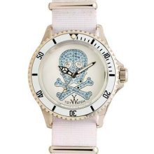 Toy Unisex Blue Cz Skull Design White Dial Band Analog Watch S05whlb