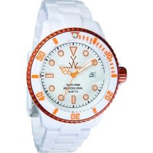 Toy Watch Fluo Aluminium White Dial Orange Accents Date Quartz Watch Fla01whor