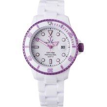 Toy Watch Fluo Aluminium White Dial Purple Accents Date Quartz Watch Fla02whpr