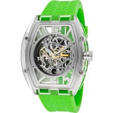 ToyWatch Watches Men's Automatic Silver Tone Skeletonize Dial Green Si