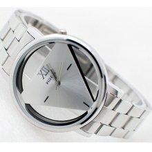 Triangle Dial Stainless Strap Watch-silvery