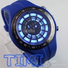 Tvg Shark Blue Binary Led Watch Mens Sport Diving Digital Wrist Watc