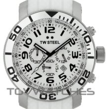 Tw Steel Tw95 Grandeur Diver 48mm White Chronograph Fast Shipping