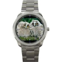 Two Owl Chicks Quality Stainless Steel Gift Watch