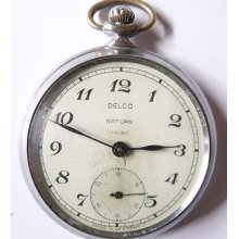 Umf/ruhla-saturn-delco-7j Open Face Man's Pocket Watch - Germany 1950's