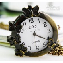 Unique Design Antique Five Butterfly Necklace Quartz Pocket Watch Me