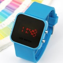 Unisex's Square Led Watch-light Blue Funtion Dial As Mirror Sports&casual Style