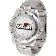 University of Louisiana Monroe Men's Stainless Steel Logo Watch