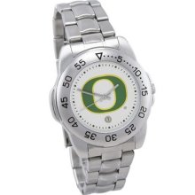 University of Oregon Ducks Men's Stainless Steel Logo Watch