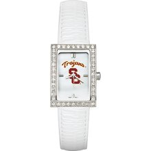 University of Southern California Ladies Allure Watch White Leather Strap