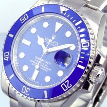 Unworn Rolex 18k White Gold Ceramic Submariner Blue Dial 116619