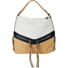 V Couture Gillian Color Block Hobo with Zipper Detail - Navy - One Size