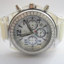 V.i.p. Time Chrono White Band Ladies N.o.s. Quartz Watch