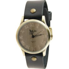 Valia Roman Numbers Display Dress Watch for Women (Black) - Black - Stainless Steel