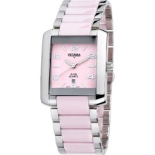 Vetania Pink Ceramic & Stainless Steel Swiss Quartz Ladies Watch