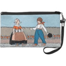 Vintage Little Dutch Girl Boy Traditional Dress Wristlet Clutch