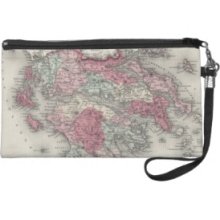 Vintage Map of Greece (1865) Wristlet Purse