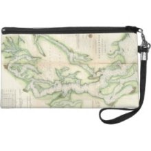 Vintage Map of The Puget Sound (1867) Wristlet Purse