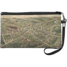 Vintage Pictorial Map of Foxborough MA (1879) Wristlet Purses