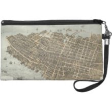 Vintage Pictorial Map of Charleston (1872) Wristlet Purses