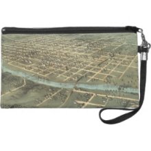 Vintage Pictorial Map of Iowa City (1868) Wristlet Purse