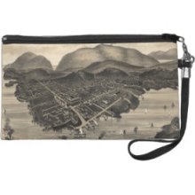 Vintage Pictorial Map of Bar Harbor (1886) Wristlet Purses