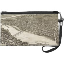 Vintage Pictorial Map of Laredo Texas (1892) Wristlet Purses