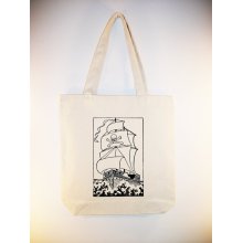 Vintage Pirate Ship drawing Canvas Tote -- other bag sizes available