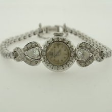 Vintage Platinum Longines Diamond Watch