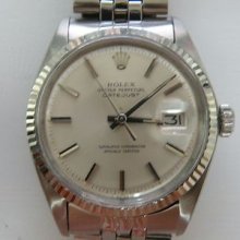 Vintage Rolex Datejust Stainless Steel Silver Dial Watch Wg Bezel 1601