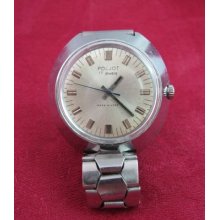 Vintage Soviet Ussr Wristwatch Poljot 17 Jewels. Serviced And Keeps Good Time.