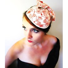 Vintage Style Ladies Cocktail Hat - 1920s Flapper Fascinator Hat - Cream Red by lovemimo on etsy