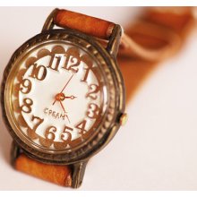 Vintage Watch. Handstitch. Leather Band ///////// Handcraft Watch ///////// LiÃ±a